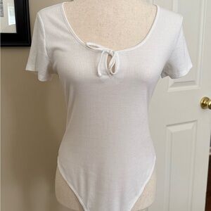 Wild Fable Cream Tie-Front Short Sleeve Bodysuit